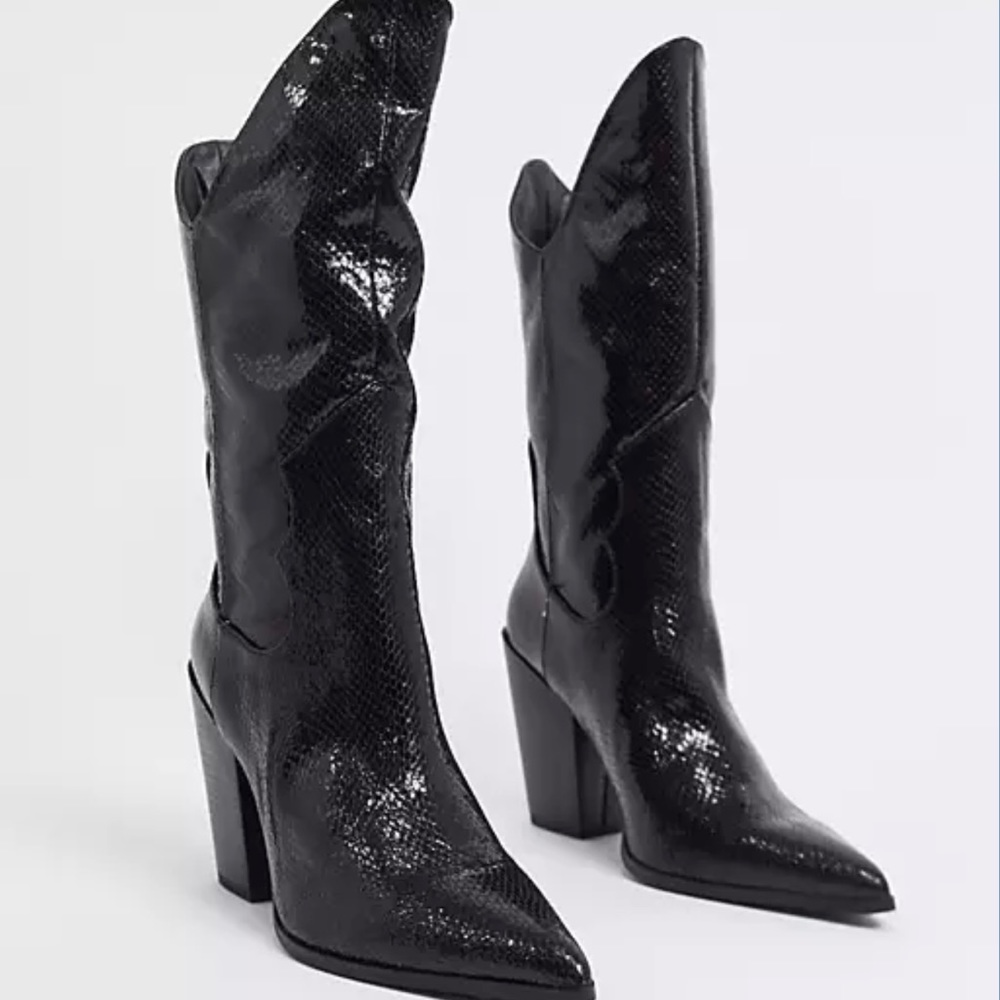 COPY - Black Cowboy Boots, worn once. So cute!